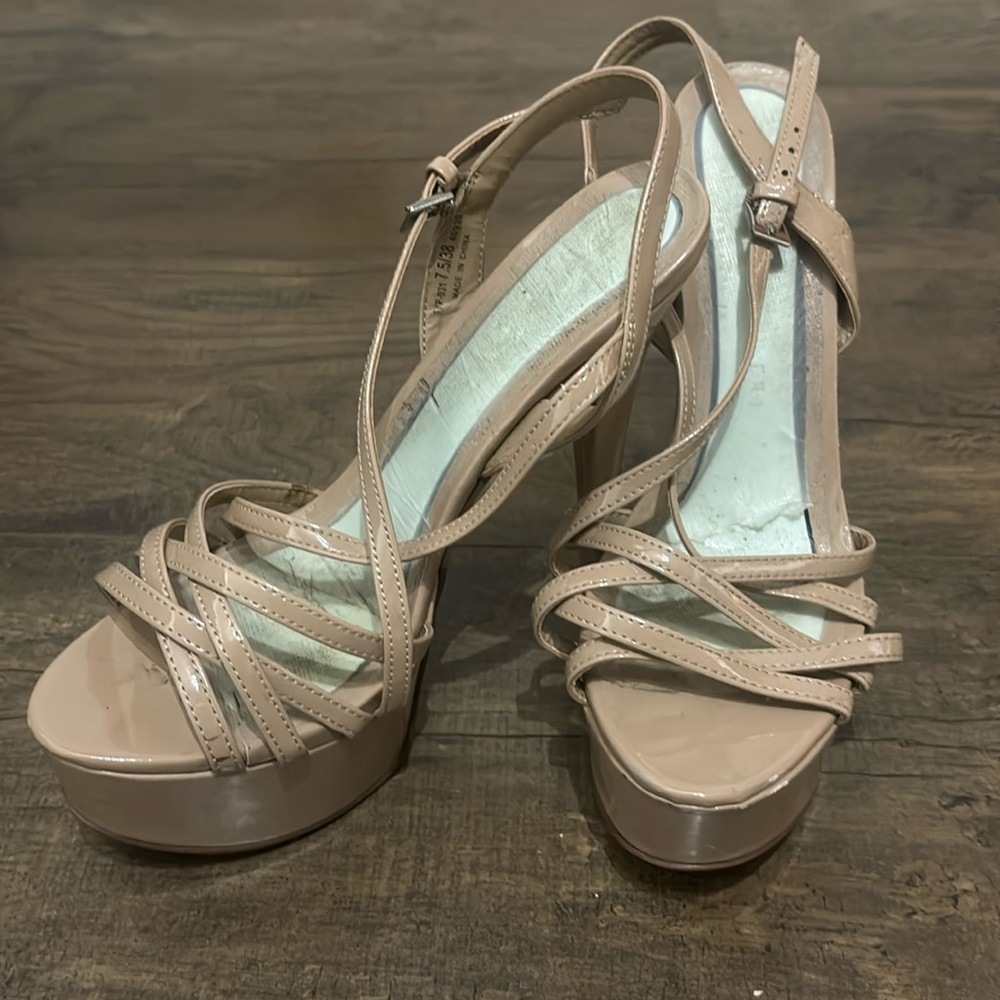 Tan Chinese laundry platform stilettos